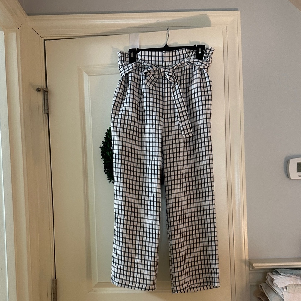 Sienna Sky Black and White Grid Pants